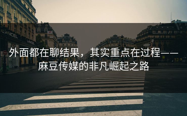 外面都在聊结果，其实重点在过程——麻豆传媒的非凡崛起之路  第1张
